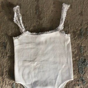 Zara White Lace Bodysuit Size M-L